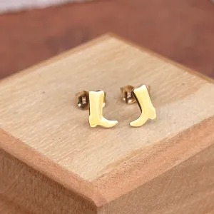 14KT Yellow Gold Mini Cowboy Boots Stud Earrings