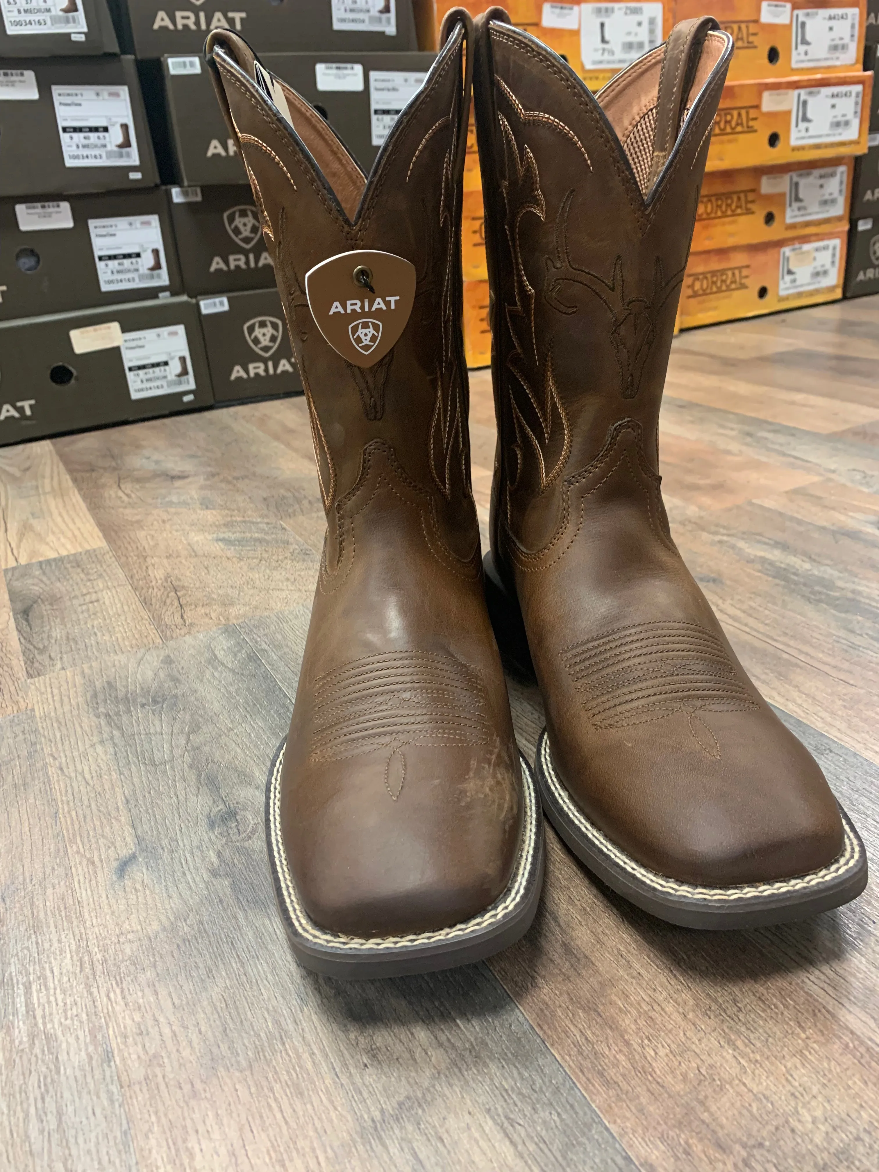 Ariat Men's Sport Outdoor Deer Skull Distressed Brown Boots
