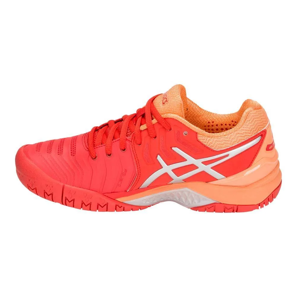 ASICS Womens Gel-Resolution 7 Tennis Shoe, Red Alert/Silver, Size 7