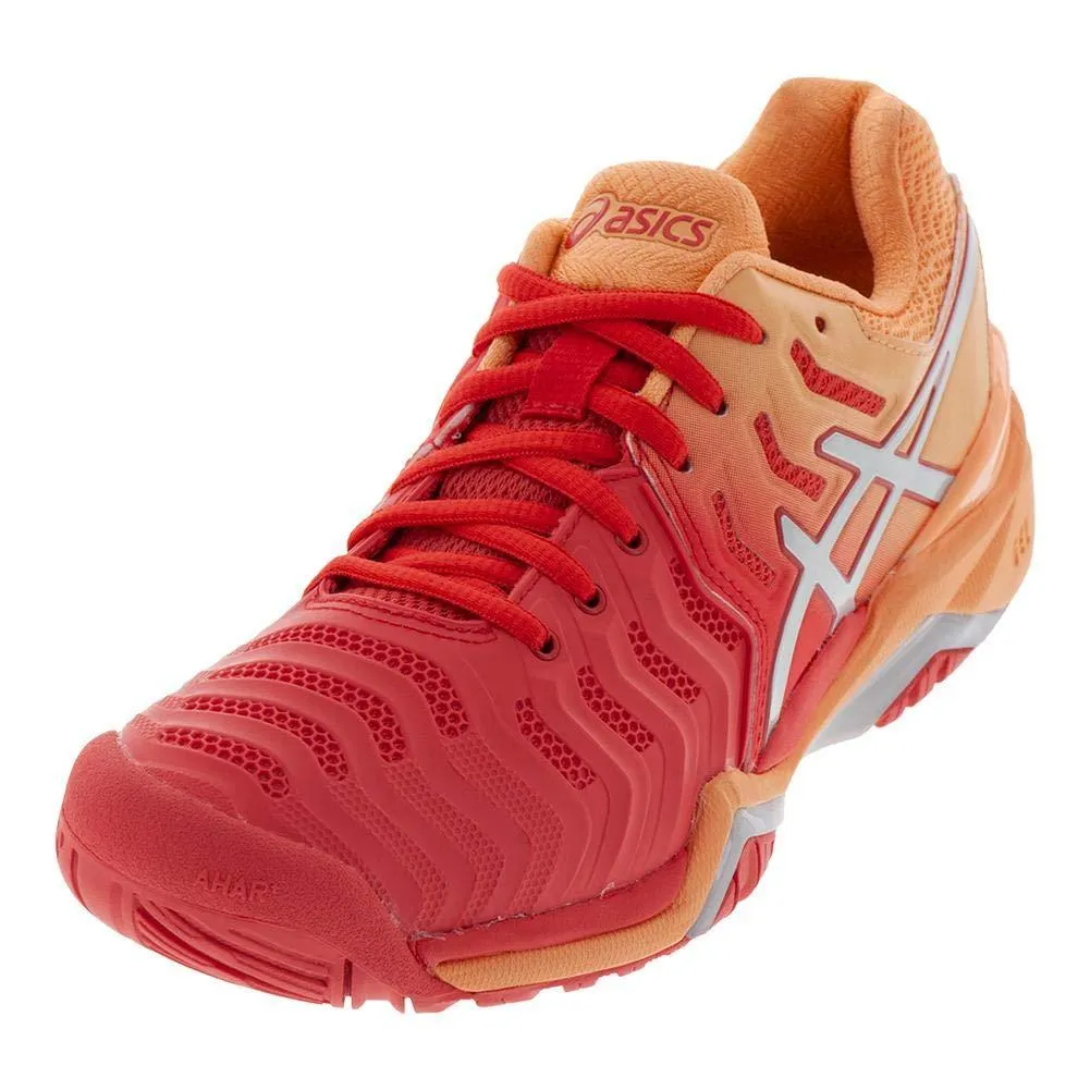 ASICS Womens Gel-Resolution 7 Tennis Shoe, Red Alert/Silver, Size 7