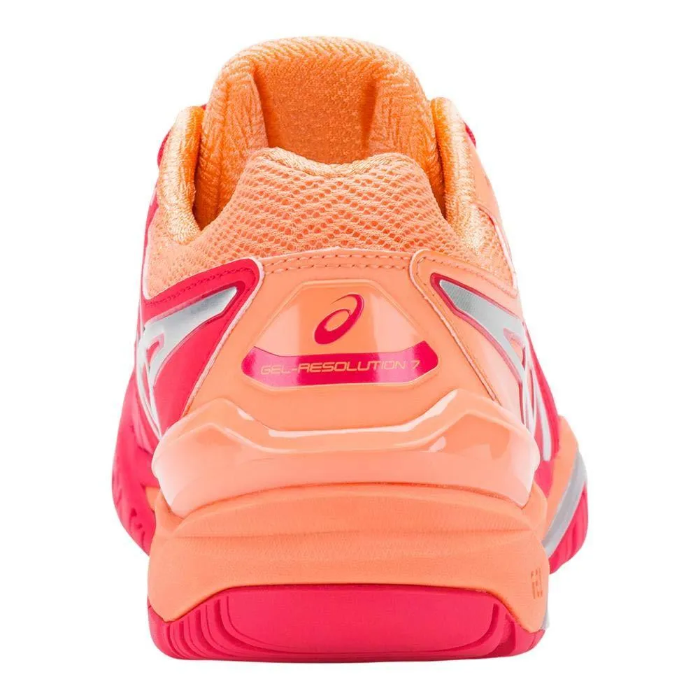 ASICS Womens Gel-Resolution 7 Tennis Shoe, Red Alert/Silver, Size 7