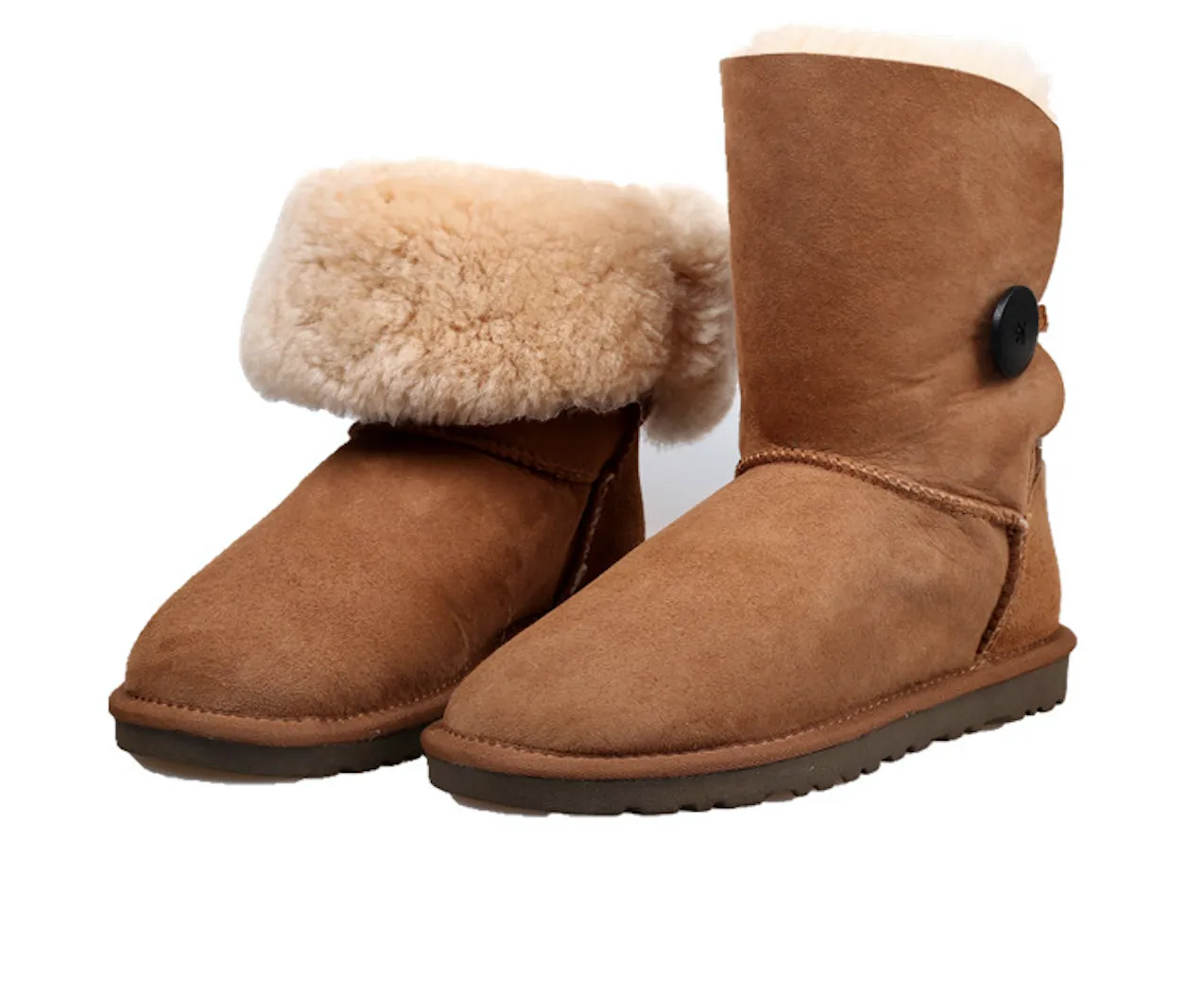 Button Short Ugg Boots - Brown