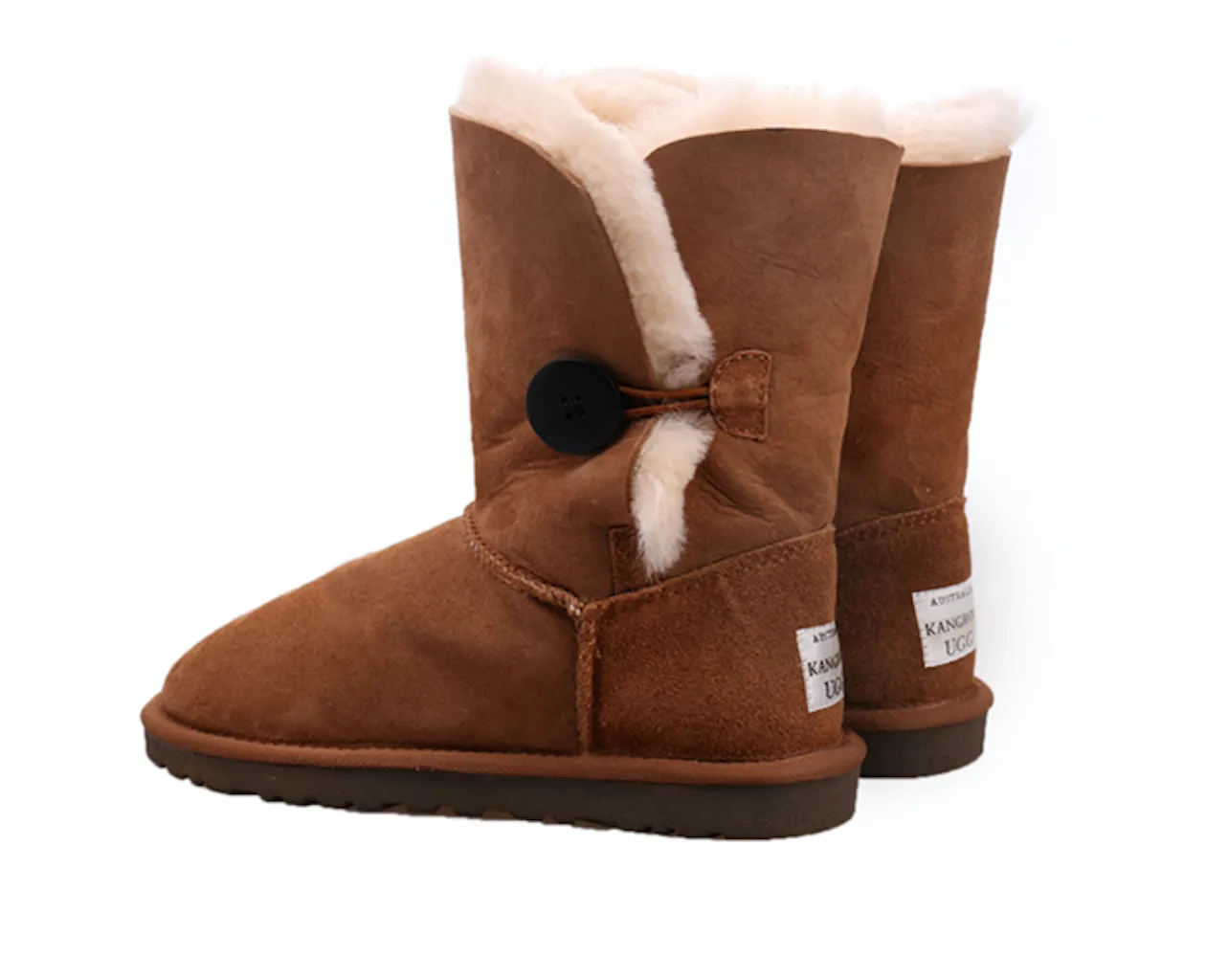 Button Short Ugg Boots - Brown