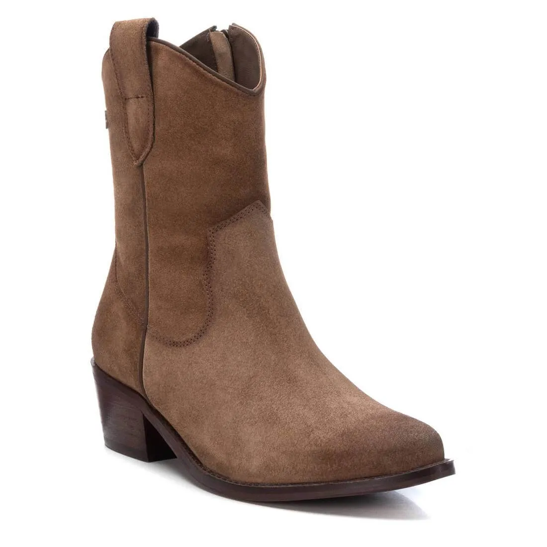 Carmela Taupe Suede Low Heel Cowboy Boots