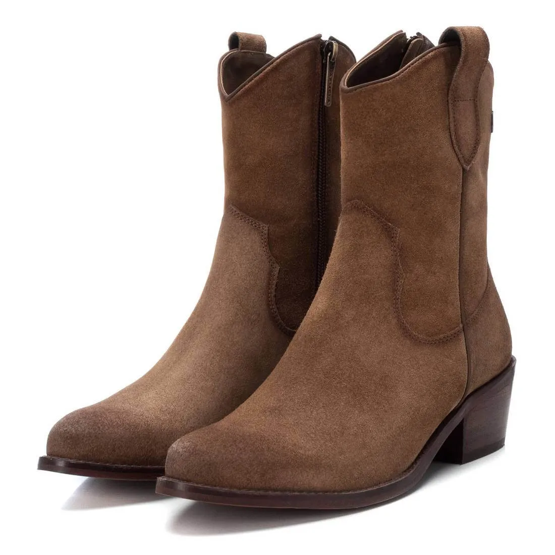 Carmela Taupe Suede Low Heel Cowboy Boots