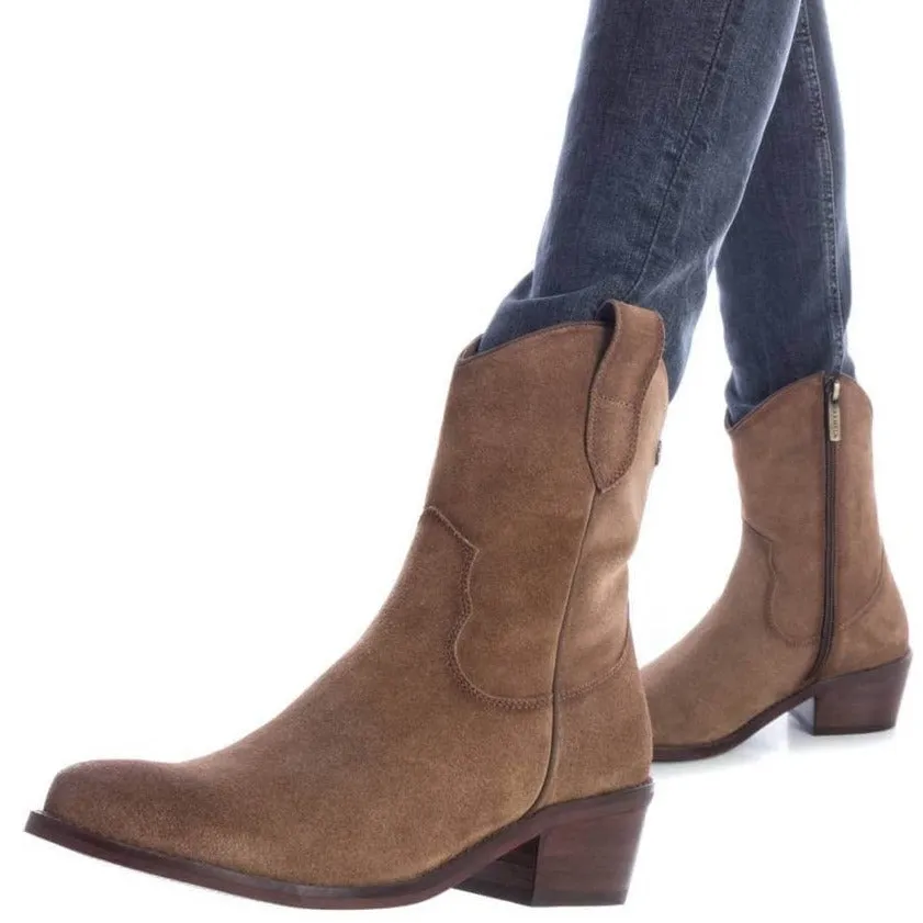 Carmela Taupe Suede Low Heel Cowboy Boots