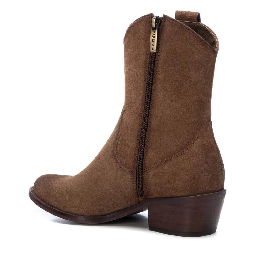 Carmela Taupe Suede Low Heel Cowboy Boots