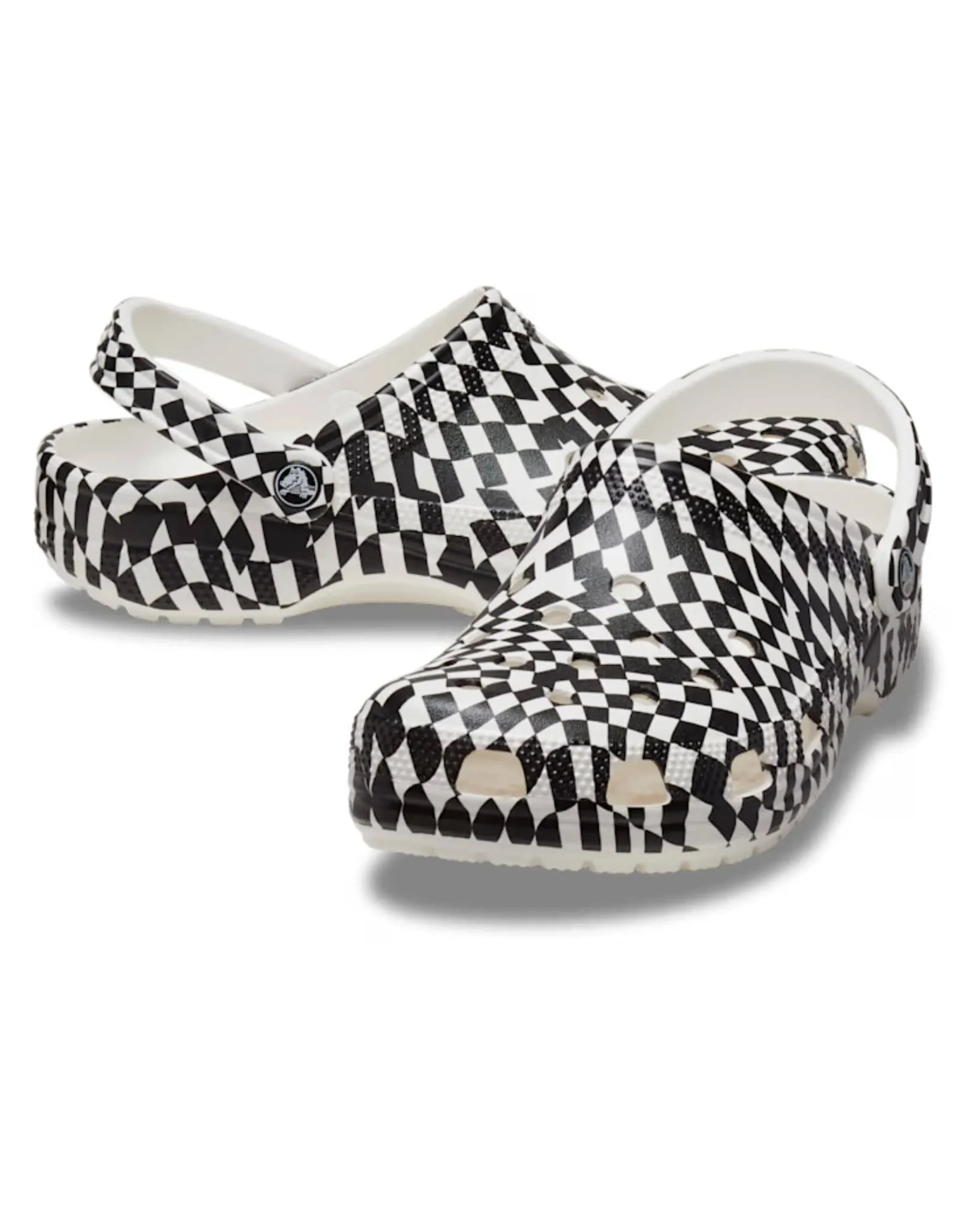 Classic Warped Checker Clog - White I Black