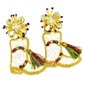 Golden Lily Mardi Gras Marching Boots Earrings