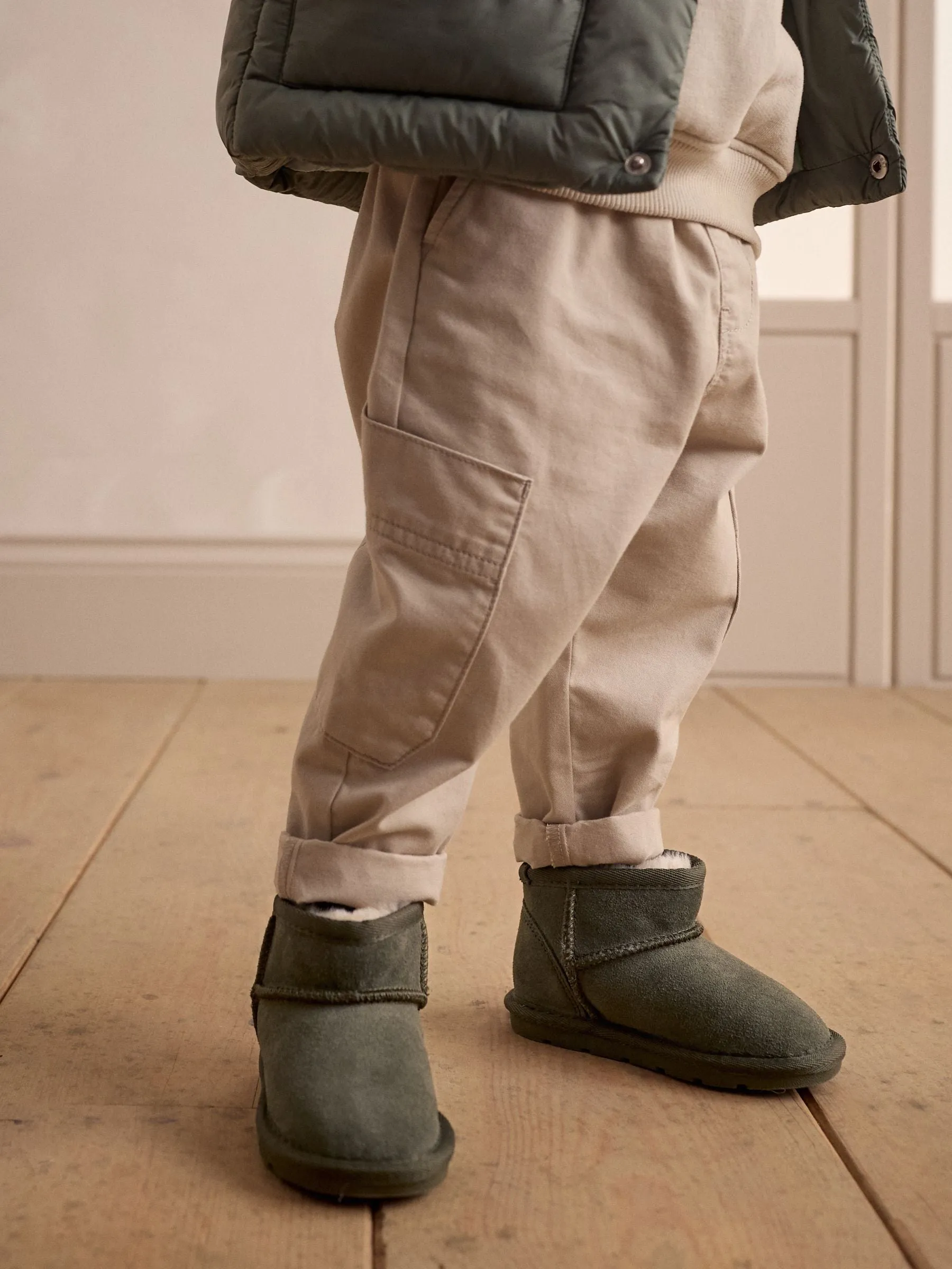 Green Warm Lined Suede Boots