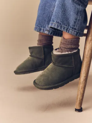 Green Warm Lined Suede Boots