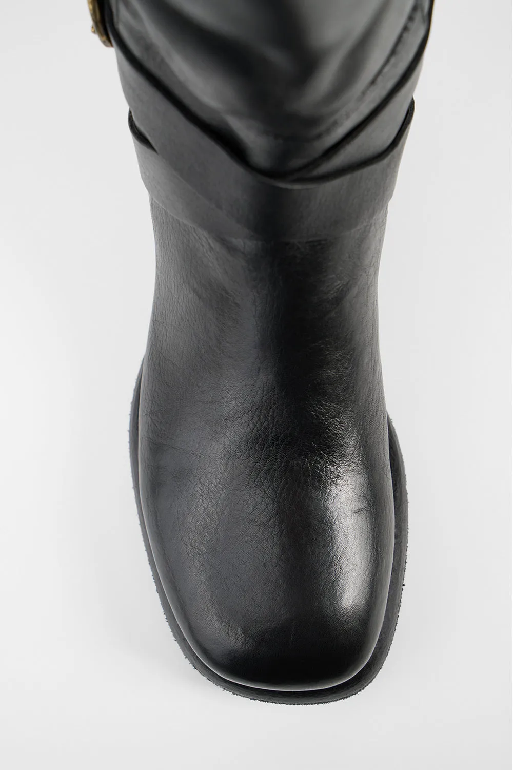 IVES urban-black tall buckle boots.