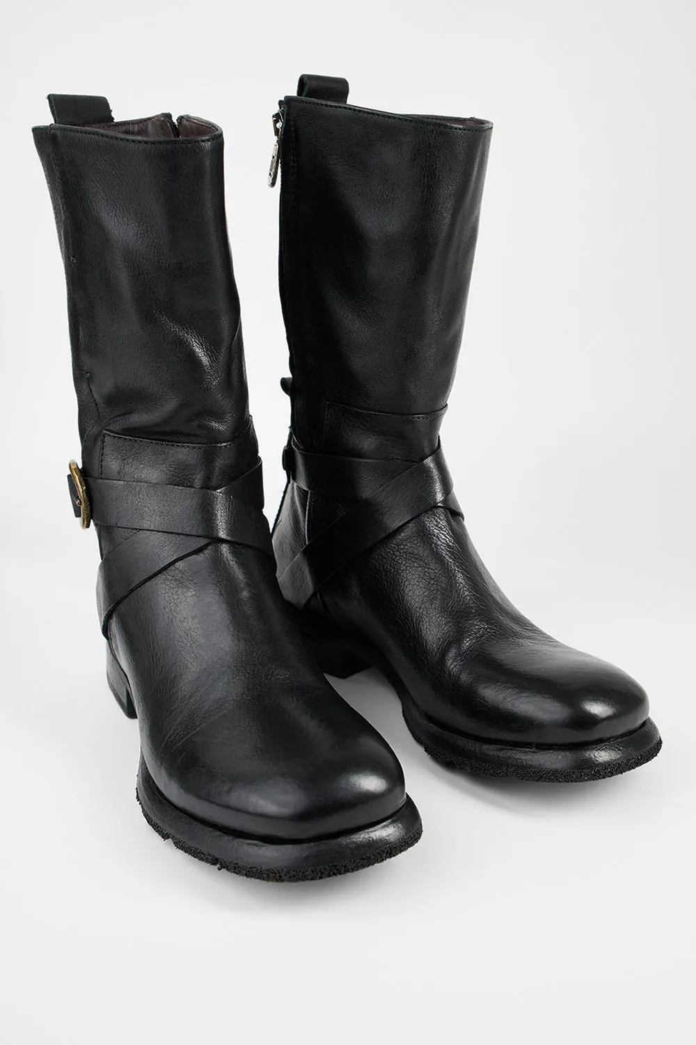 IVES urban-black tall buckle boots.