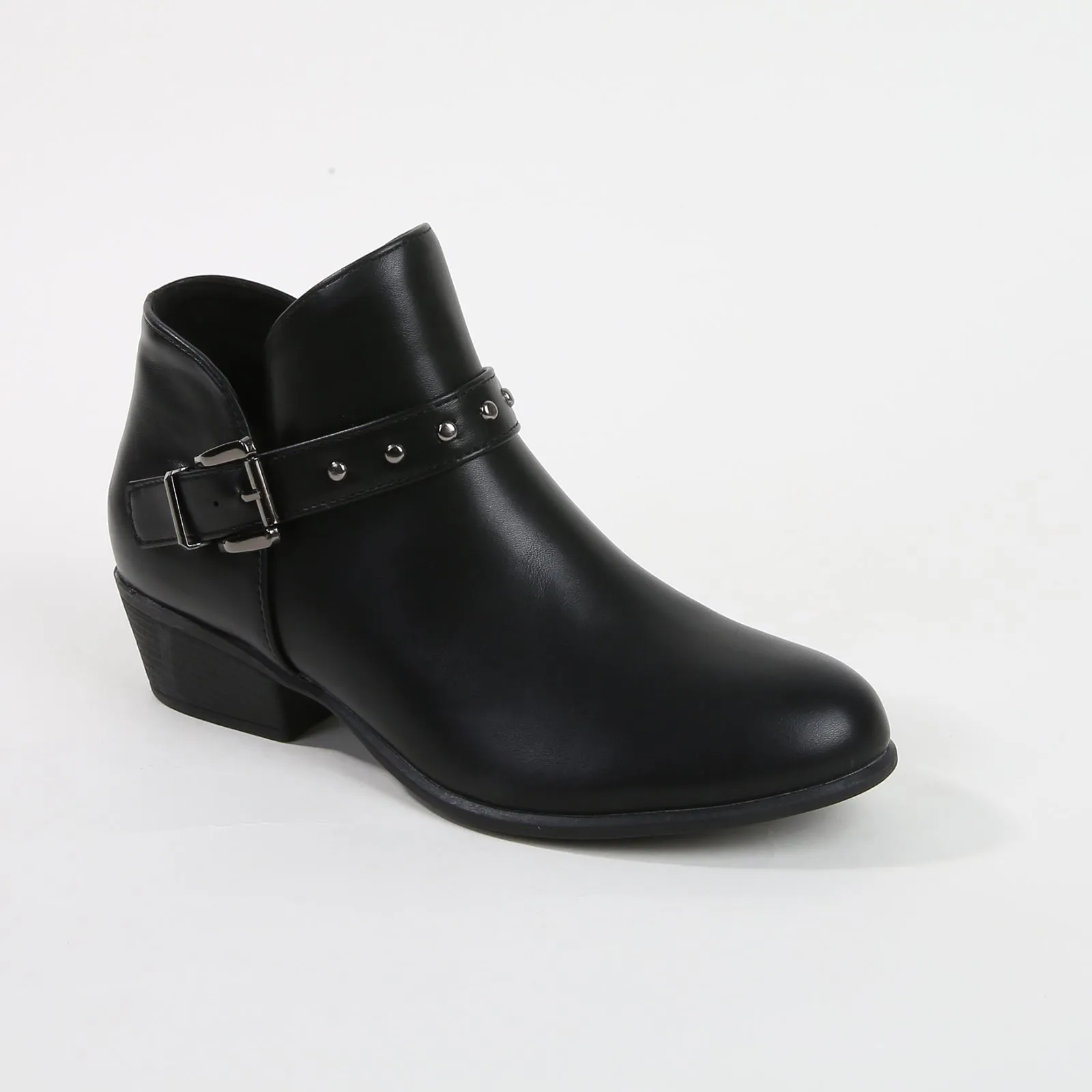 Kashvi Black Buckle Leather Ankle Boots