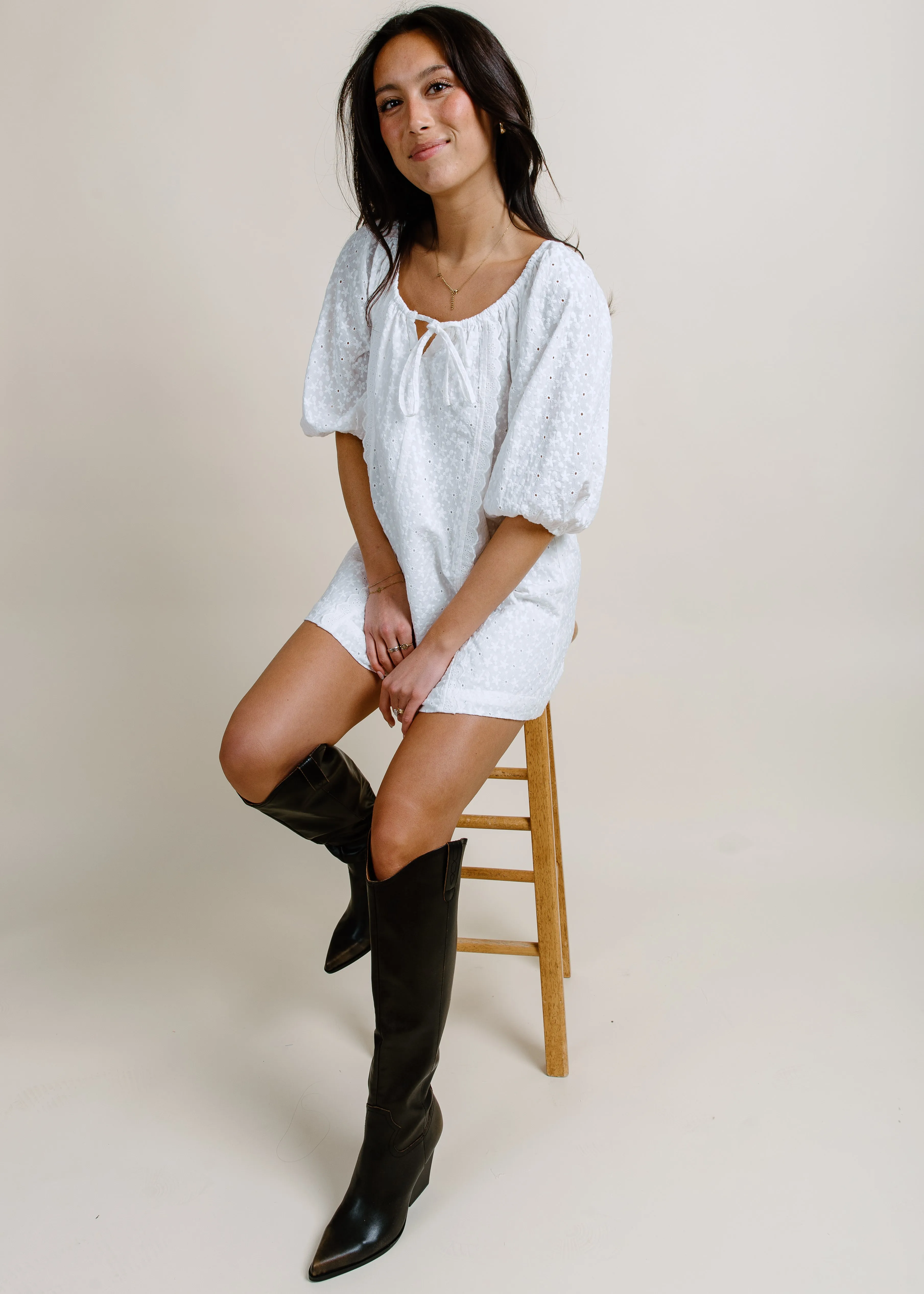 Marilyn Eyelet Romper - White