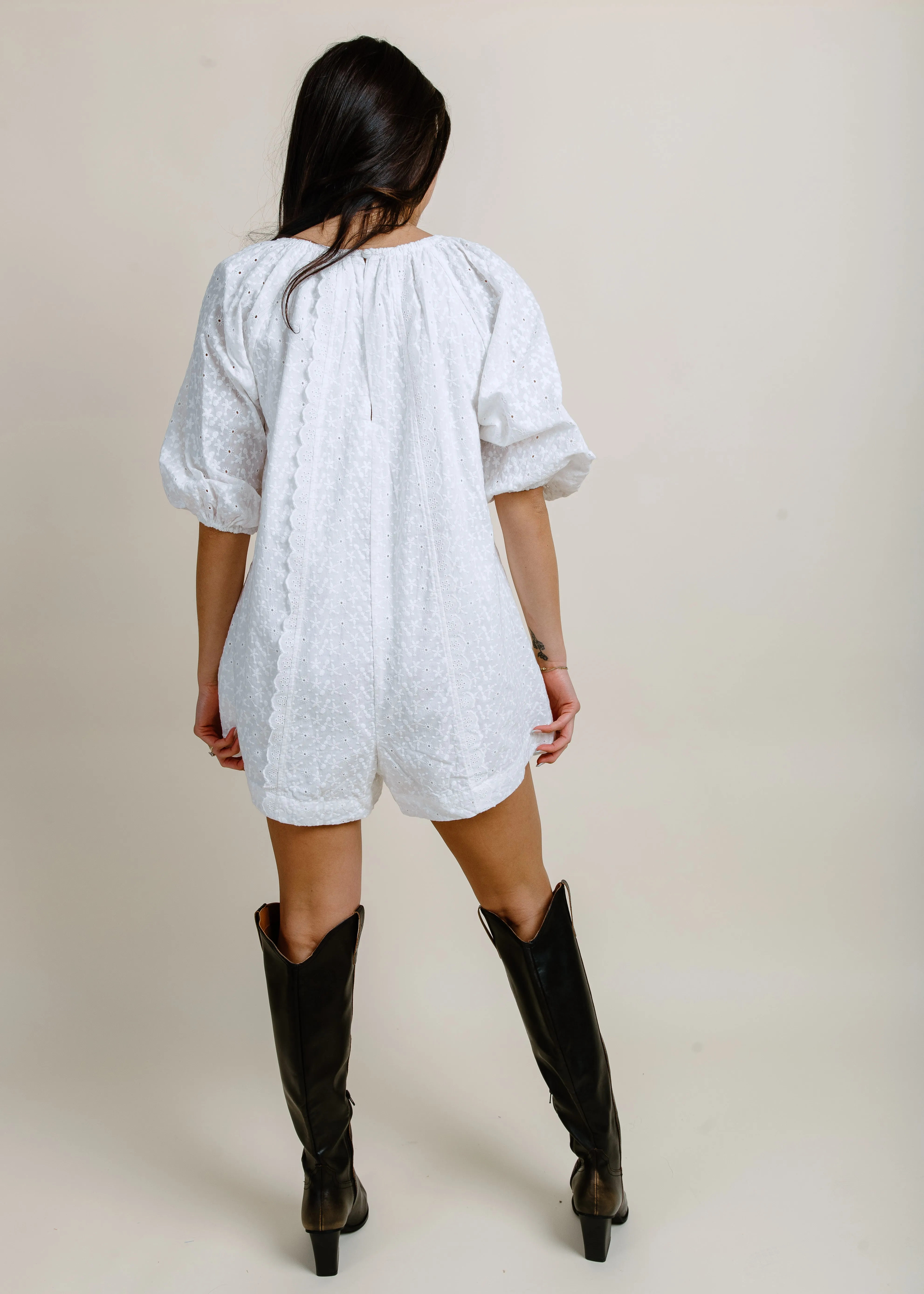 Marilyn Eyelet Romper - White