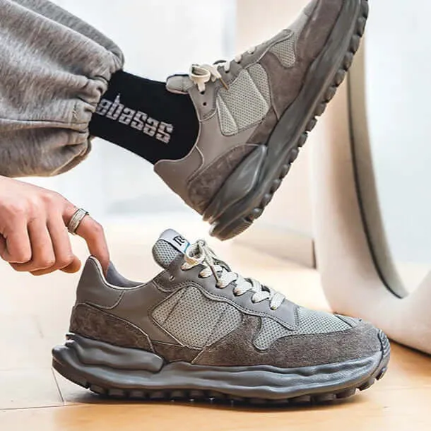 Men's Durable Cushioned Suede & Mesh Trainers