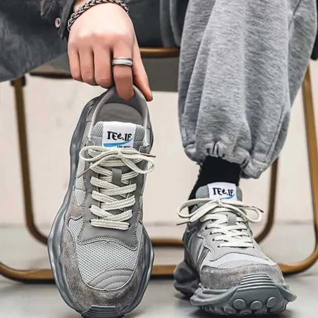 Men's Durable Cushioned Suede & Mesh Trainers