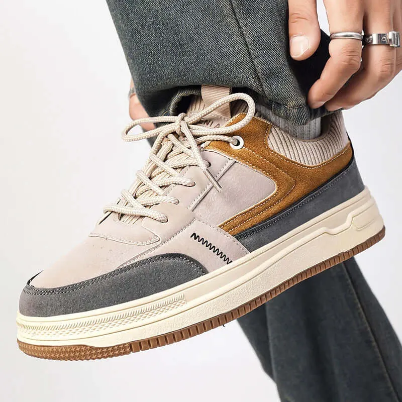 Patch Suede Lace-Up Trainers
