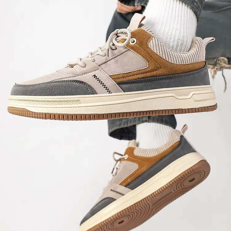 Patch Suede Lace-Up Trainers