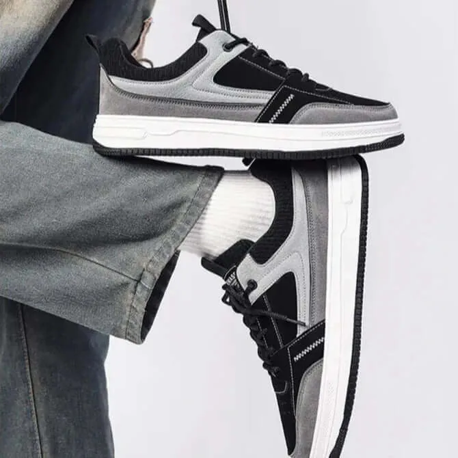 Patch Suede Lace-Up Trainers
