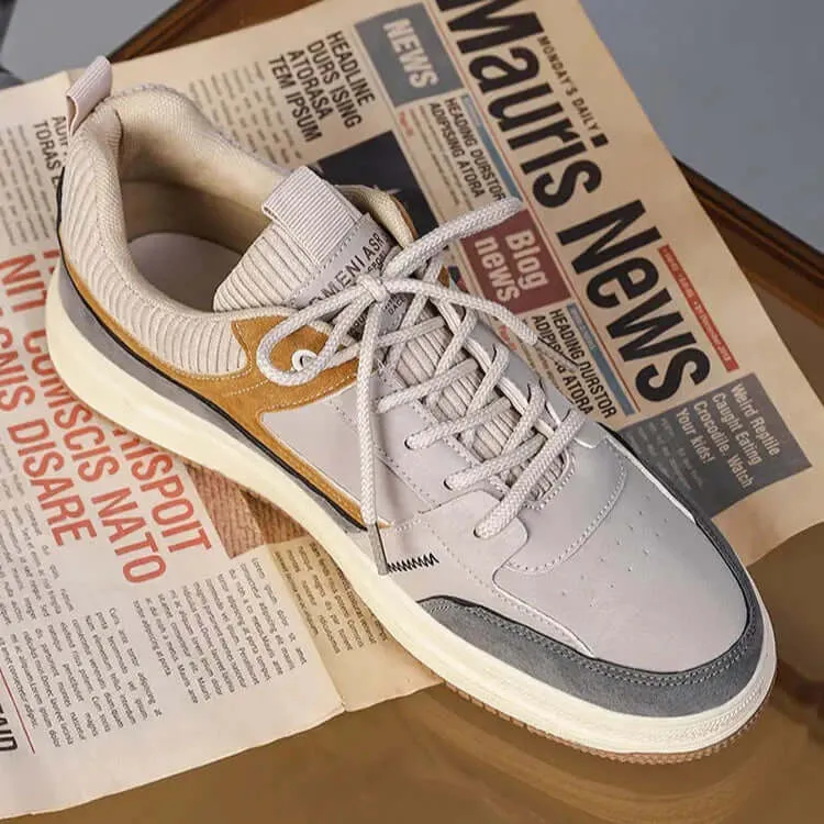 Patch Suede Lace-Up Trainers