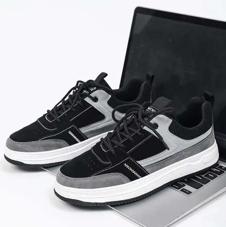 Patch Suede Lace-Up Trainers