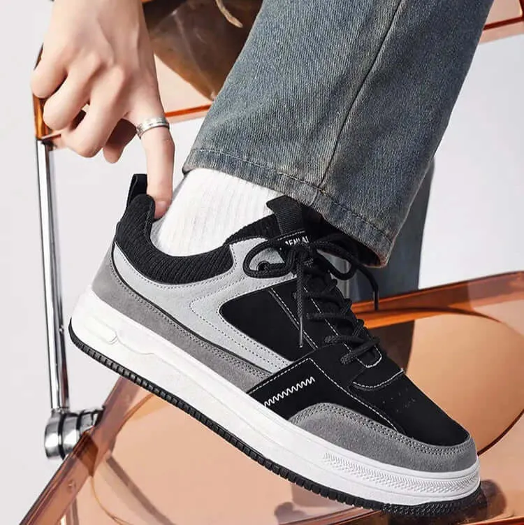 Patch Suede Lace-Up Trainers