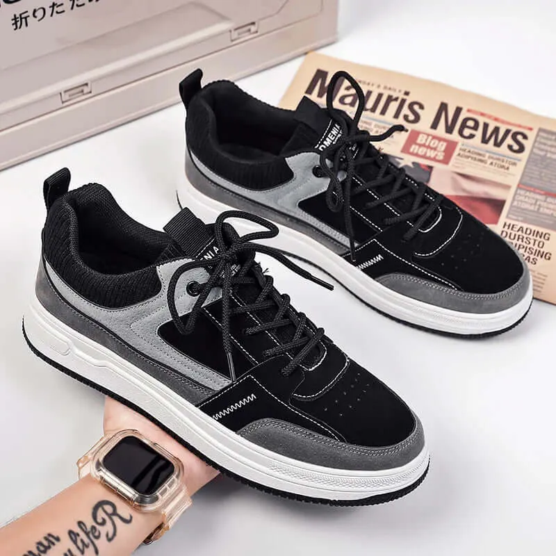 Patch Suede Lace-Up Trainers