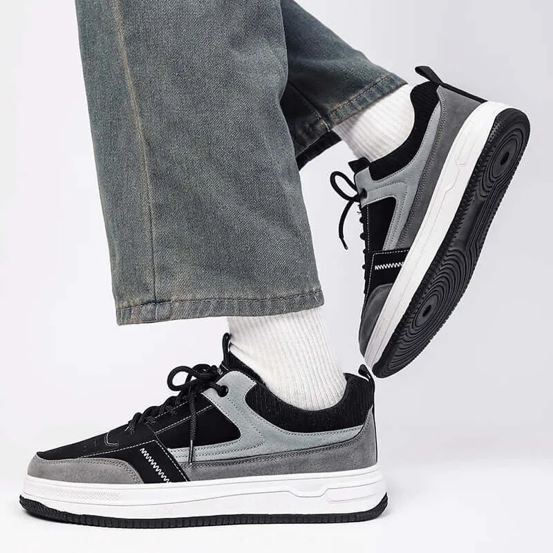 Patch Suede Lace-Up Trainers