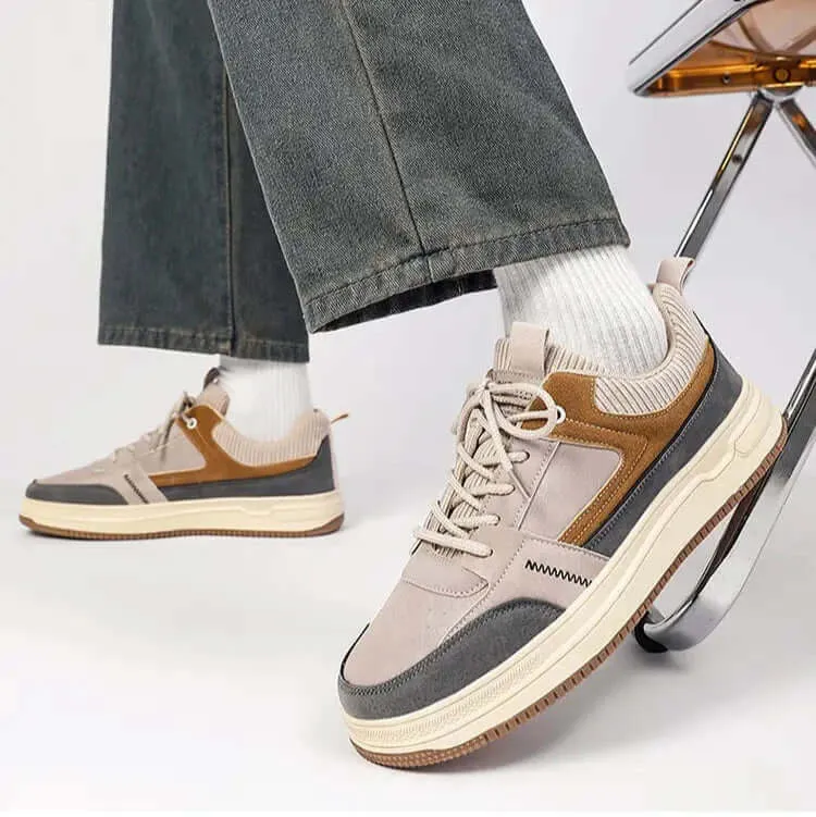 Patch Suede Lace-Up Trainers