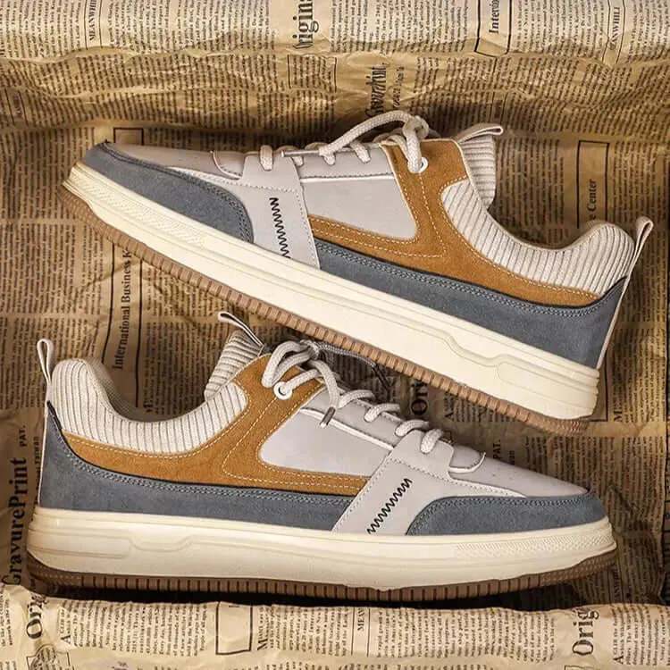 Patch Suede Lace-Up Trainers