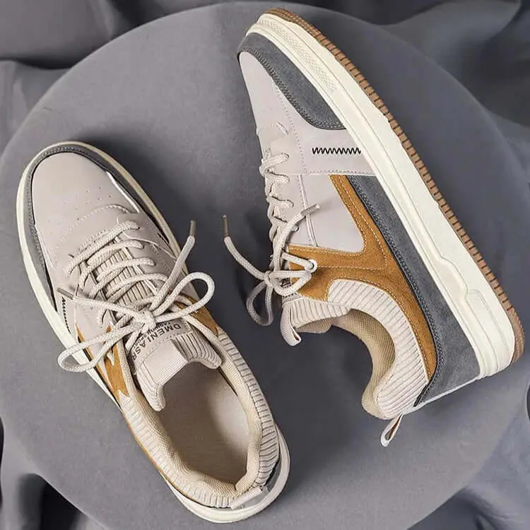 Patch Suede Lace-Up Trainers