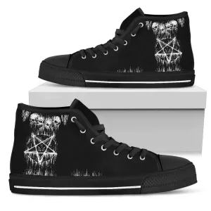 Satanic Skull Melting Inverted Pentagram High Tops Express line Version