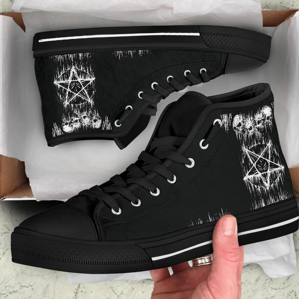 Satanic Skull Melting Inverted Pentagram High Tops Express line Version