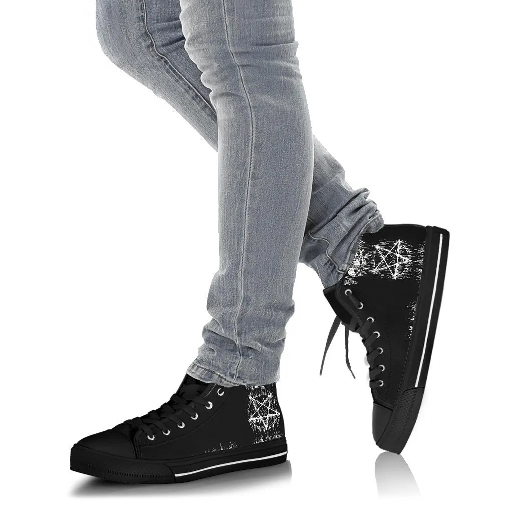 Satanic Skull Melting Inverted Pentagram High Tops Express line Version