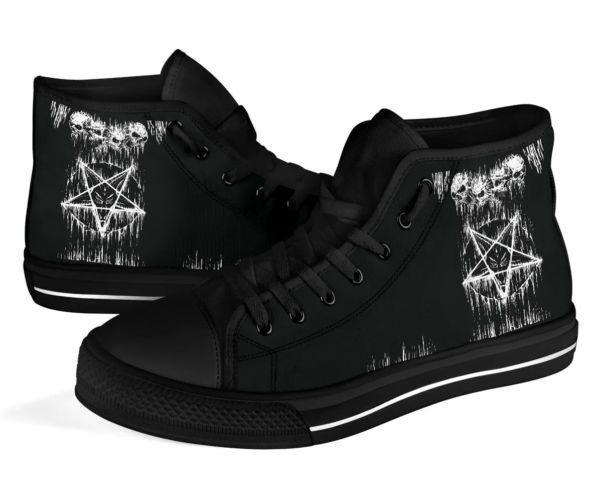 Satanic Skull Melting Inverted Pentagram High Tops Express line Version