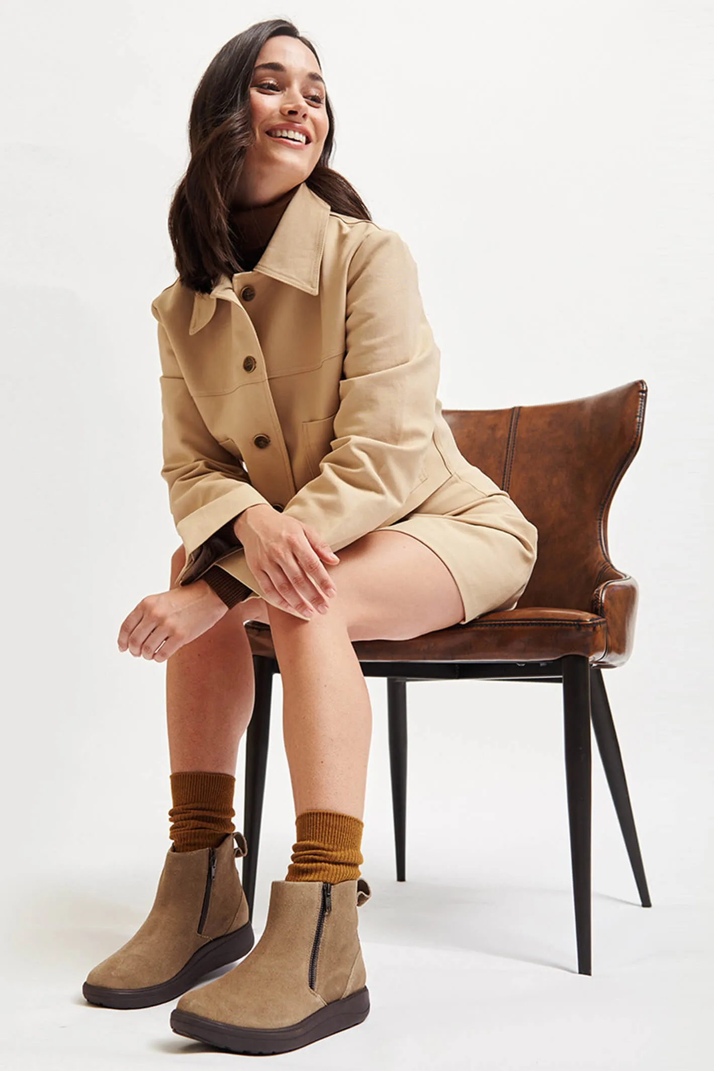 Strive Bamford II Boots Taupe Zip Up Leather