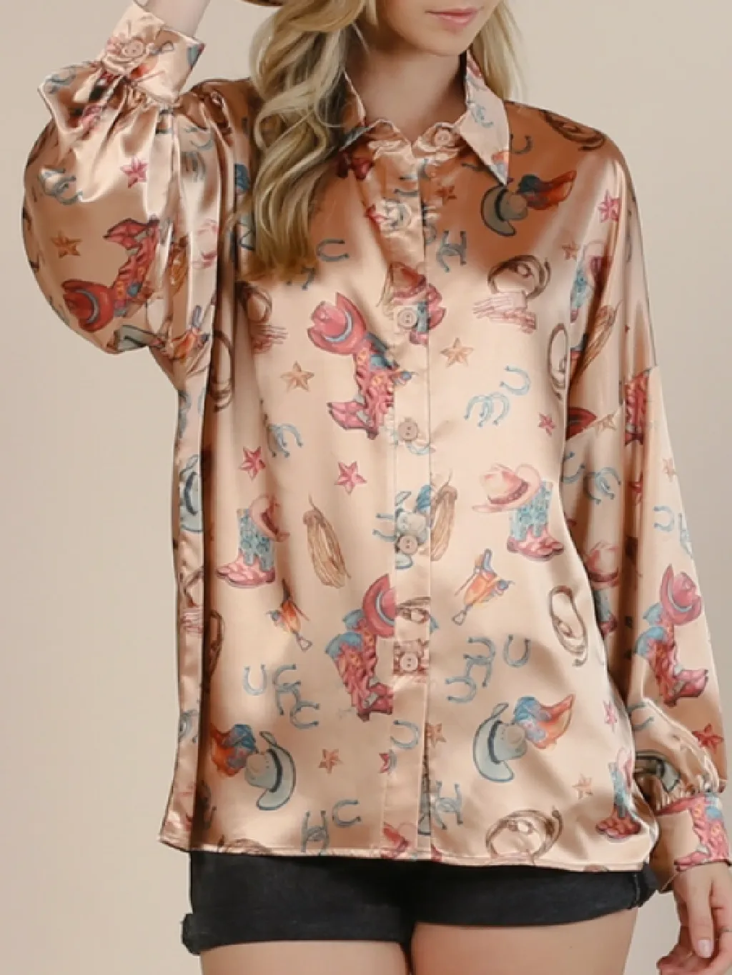Western boots Satin Blouse