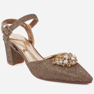 Women "MAGEE" Pointy Toe Ankle Strap Block Heel Sandals