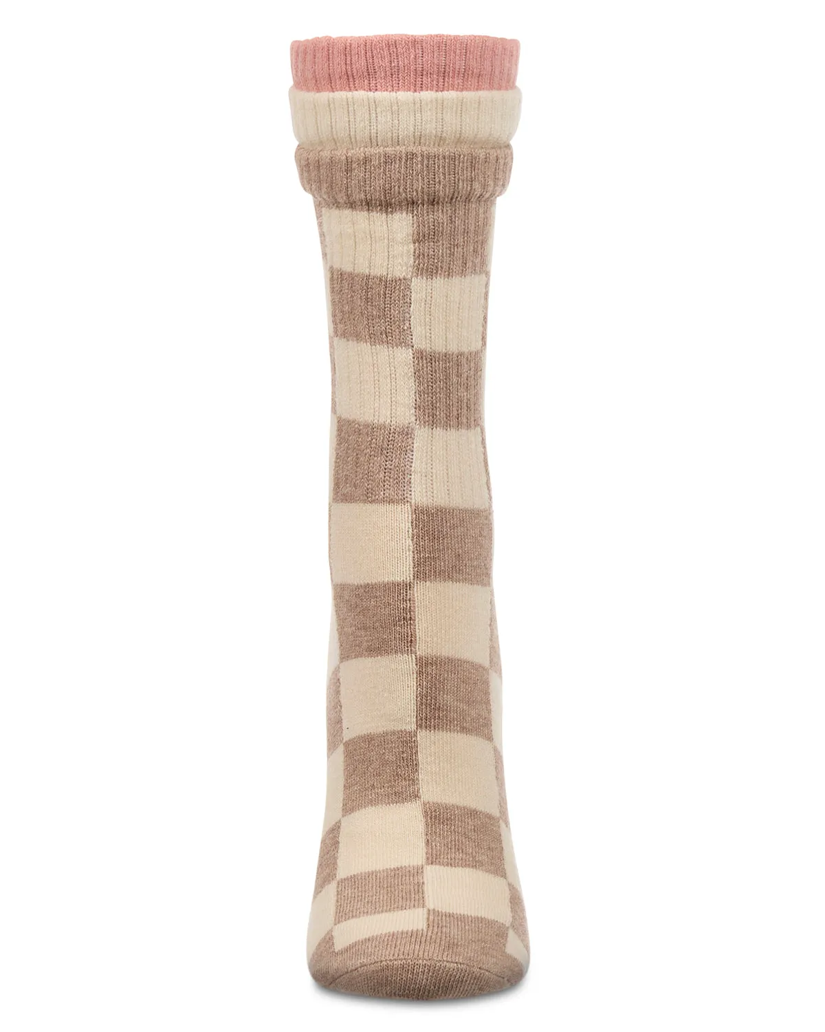 Women's Checkmate Triple Cuff Crew Socks