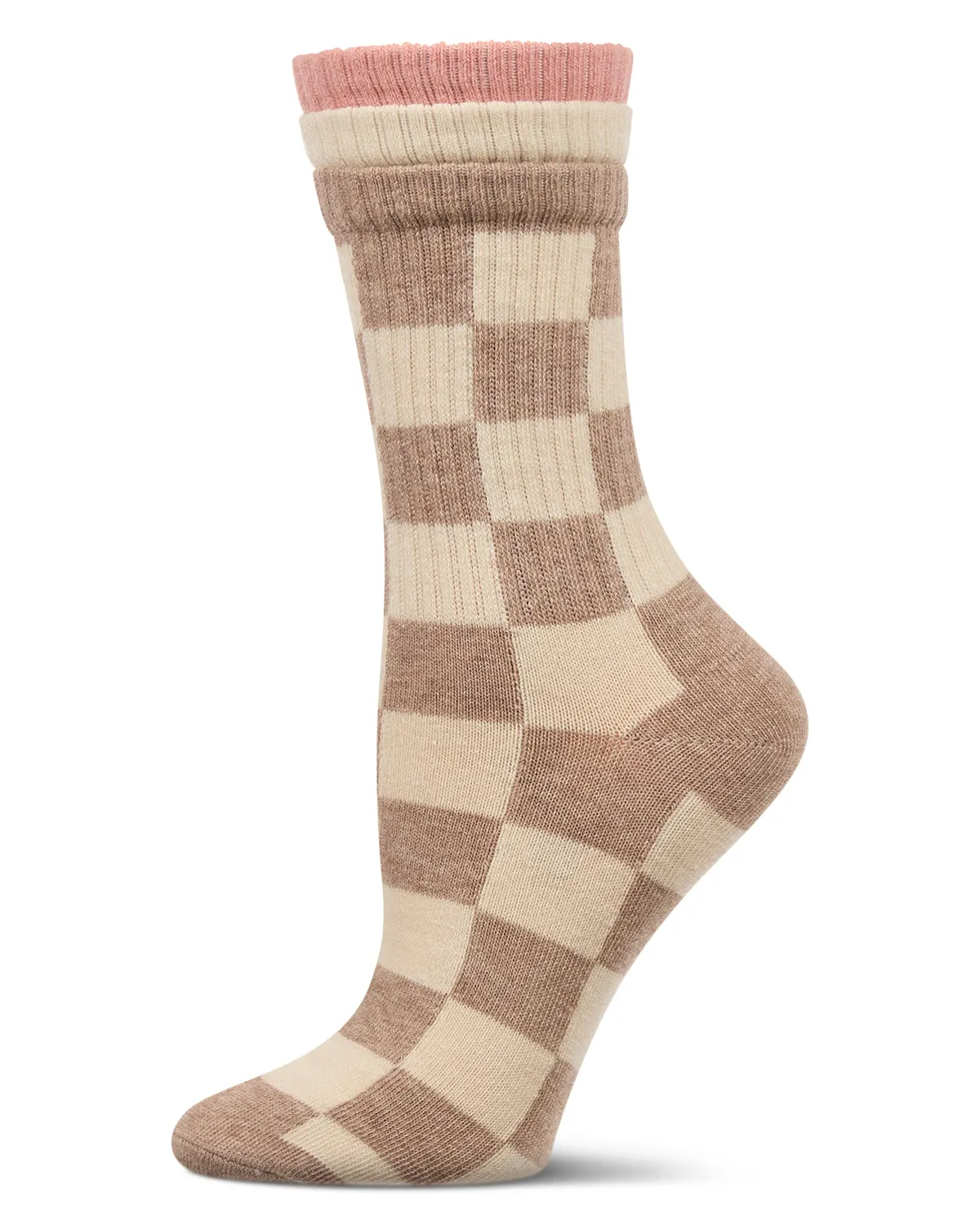 Women's Checkmate Triple Cuff Crew Socks