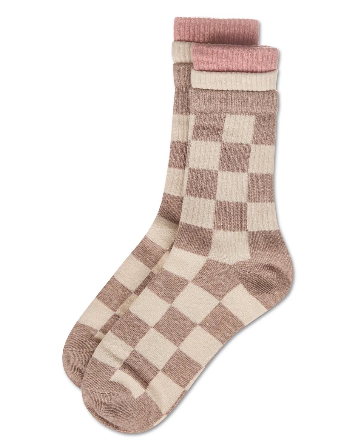 Women's Checkmate Triple Cuff Crew Socks