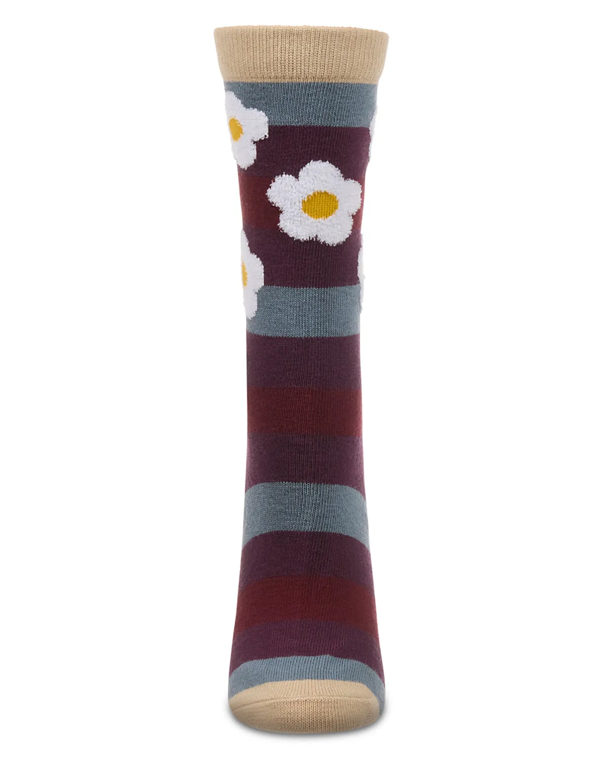 Women's Flower Pop Stripe Dimensional Crew Socks