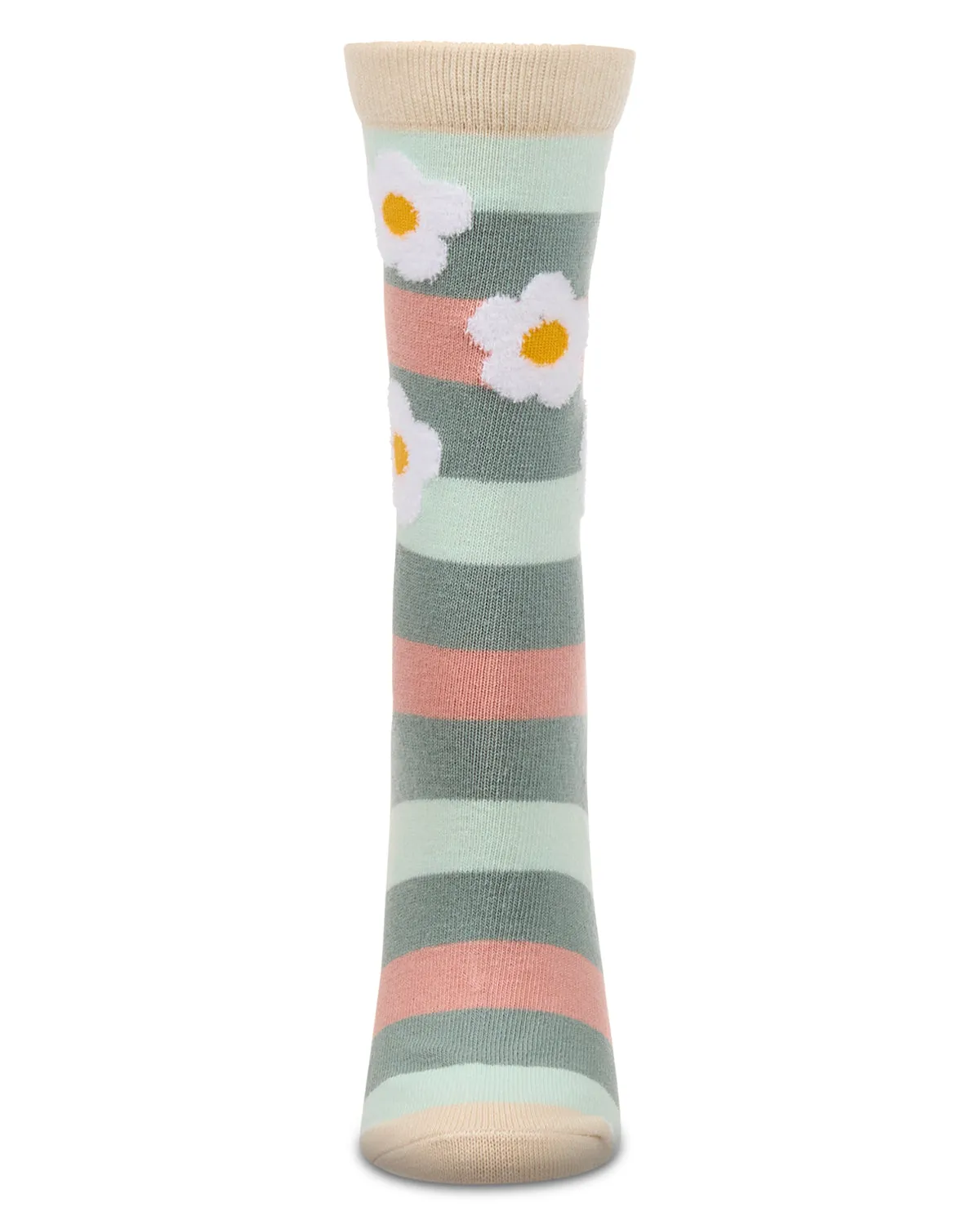 Women's Flower Pop Stripe Dimensional Crew Socks