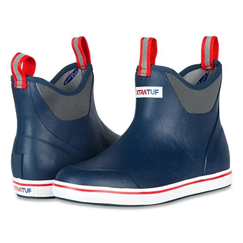 Xtratuf 22733-NVY-110 Performance Series 6" Men’s Full Rubber Ankle Deck Boots, Navy & Red (22733)
